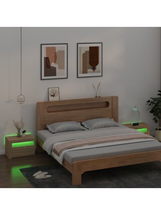 Naktinės spintelės su LED, 2vnt., sonoma ąžuolo, 60x35x40cm