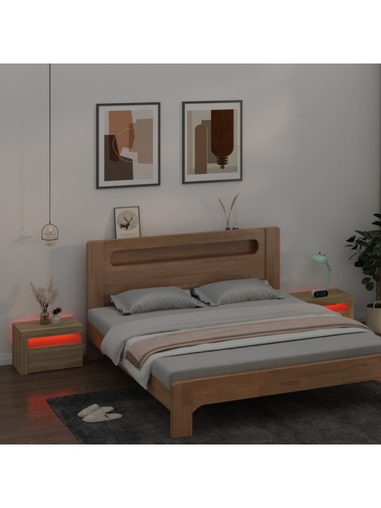 Naktinės spintelės su LED, 2vnt., sonoma ąžuolo, 60x35x40cm