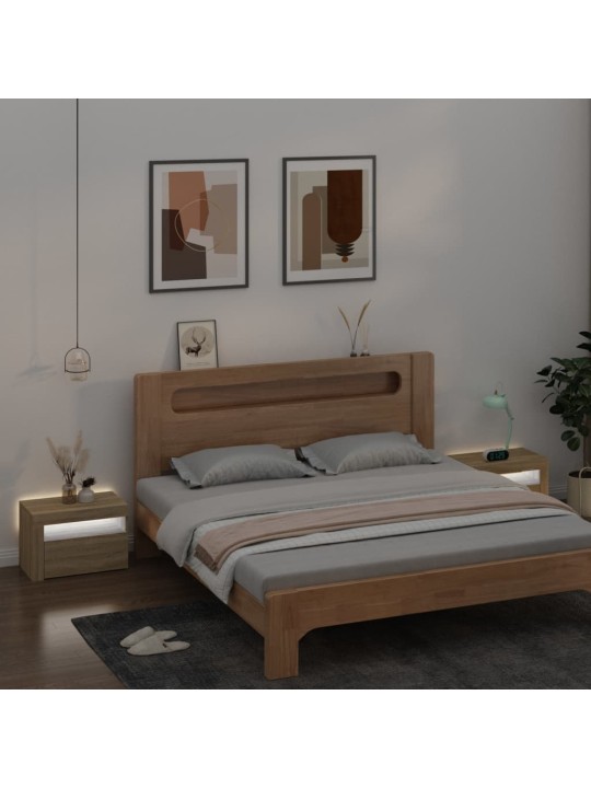 Naktinės spintelės su LED, 2vnt., sonoma ąžuolo, 60x35x40cm