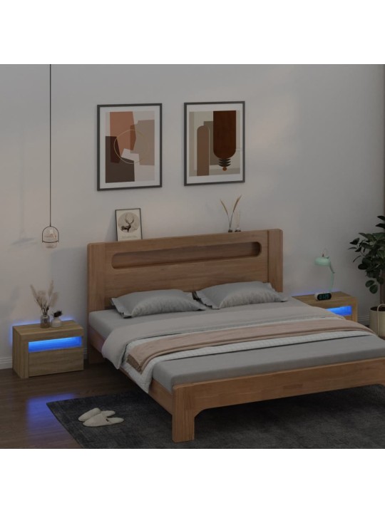 Naktinės spintelės su LED, 2vnt., sonoma ąžuolo, 60x35x40cm