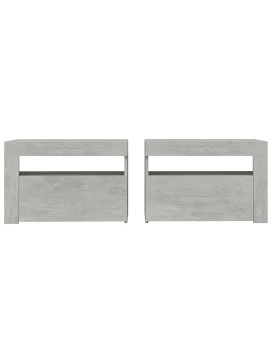 Naktinės spintelės su LED, 2vnt., betono pilkos, 60x35x40cm