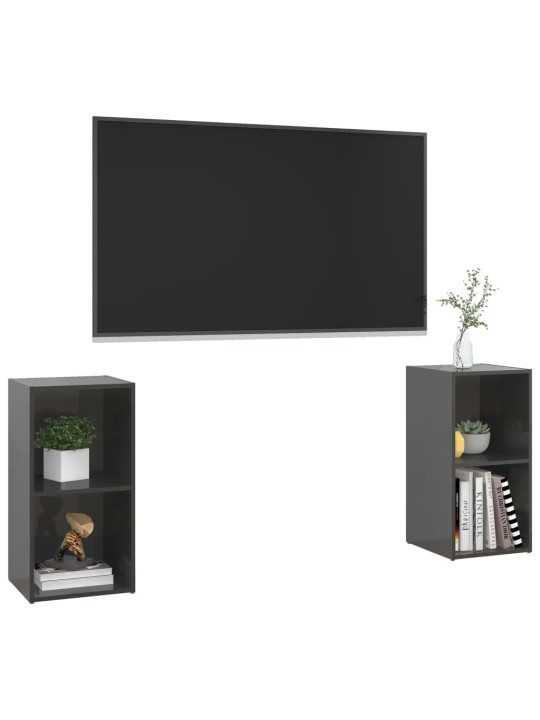 Televizoriaus spintelės, 2vnt., pilkos, 72x35x36,5cm, MDP