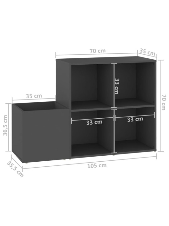 Koridoriaus spintelė batams, pilka, 105x35,5x70cm, MDP