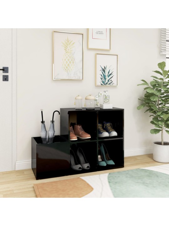 Koridoriaus spintelė batams, juoda, 105x35,5x70cm, MDP, blizgi