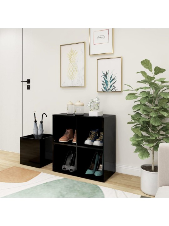 Koridoriaus spintelė batams, juoda, 105x35,5x70cm, MDP, blizgi