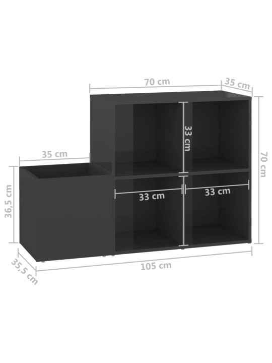 Koridoriaus spintelė batams, pilka, 105x35,5x70cm, MDP, blizgi