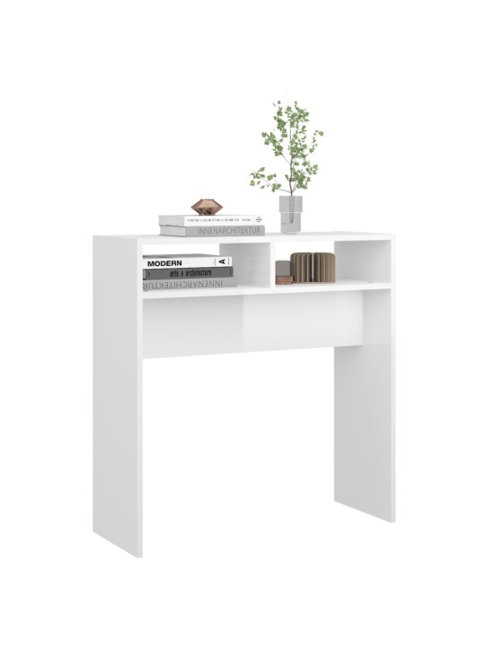 Konsolinis staliukas, baltas, 78x30x80cm, MDP, labai blizgus