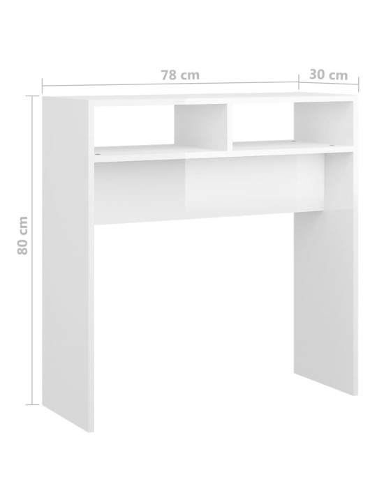 Konsolinis staliukas, baltas, 78x30x80cm, MDP, labai blizgus