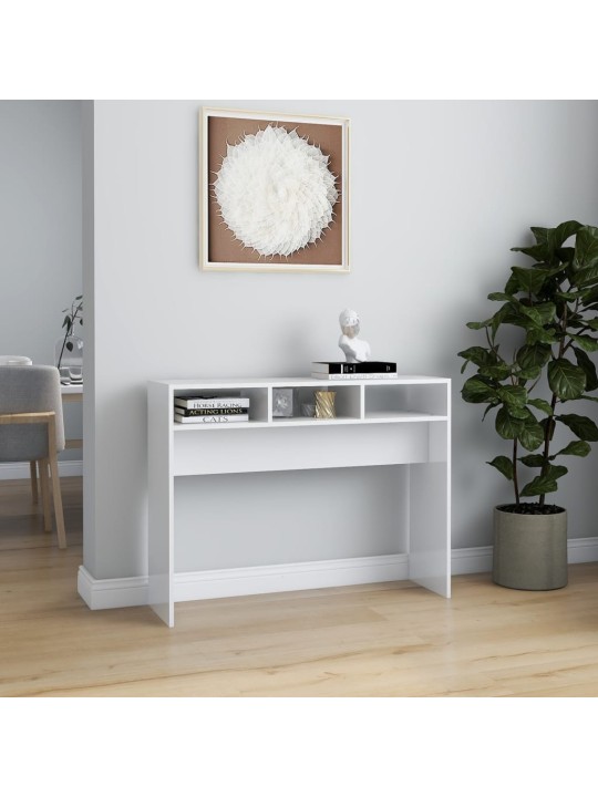 Konsolinis staliukas, baltas, 105x30x80cm, MDP, labai blizgus