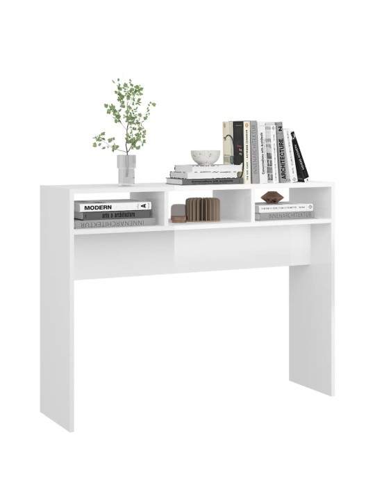 Konsolinis staliukas, baltas, 105x30x80cm, MDP, labai blizgus