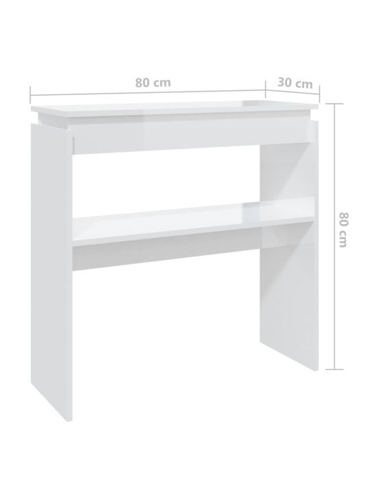 Konsolinis staliukas, baltas, 80x30x80cm, MDP, labai blizgus