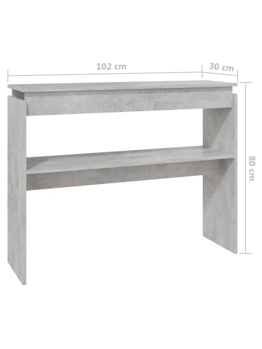 Konsolinis staliukas, betono pilkos spalvos, 102x30x80cm, MDP