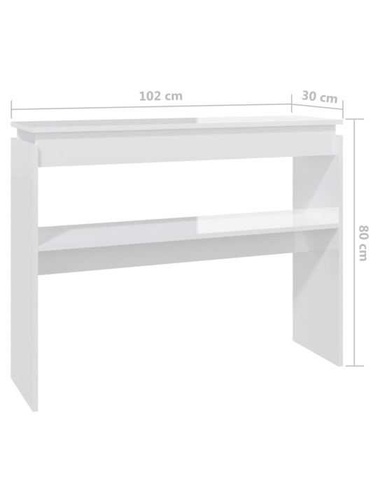 Konsolinis staliukas, baltas, 102x30x80cm, MDP, labai blizgus