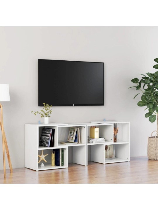 Televizoriaus spintelė, balta, 104x30x52cm, MDP, blizgi