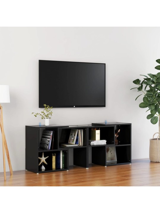 Televizoriaus spintelė, juoda, 104x30x52cm, MDP, blizgi