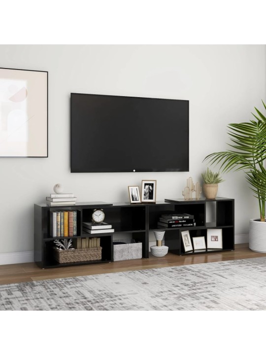 Televizoriaus spintelė, juoda, 149x30x52cm, MDP, blizgi
