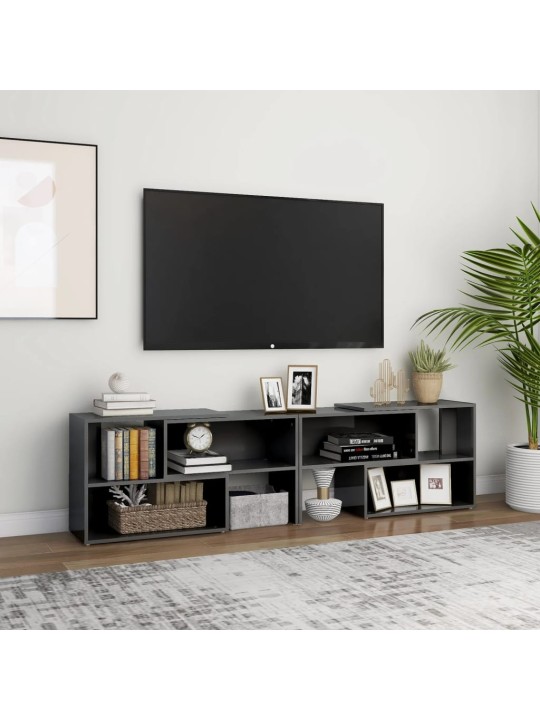 Televizoriaus spintelė, pilka, 149x30x52cm, MDP, blizgi