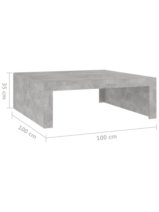 Kavos staliukas, betono pilkos spalvos, 100x100x35cm, MDP