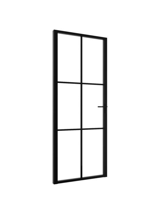 Vidaus durys, juodos, 83x201,5cm, ESG stiklas ir aliuminis