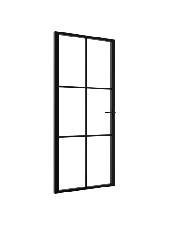 Vidaus durys, juodos, 93x201,5cm, ESG stiklas ir aliuminis