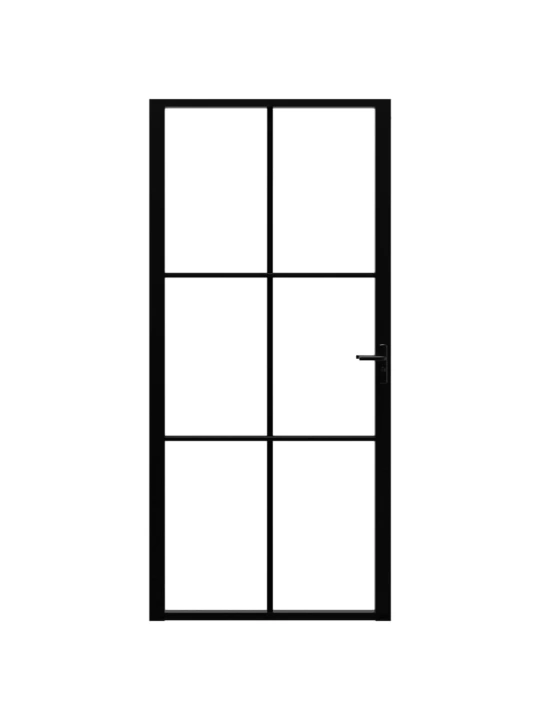 Vidaus durys, juodos, 93x201,5cm, ESG stiklas ir aliuminis