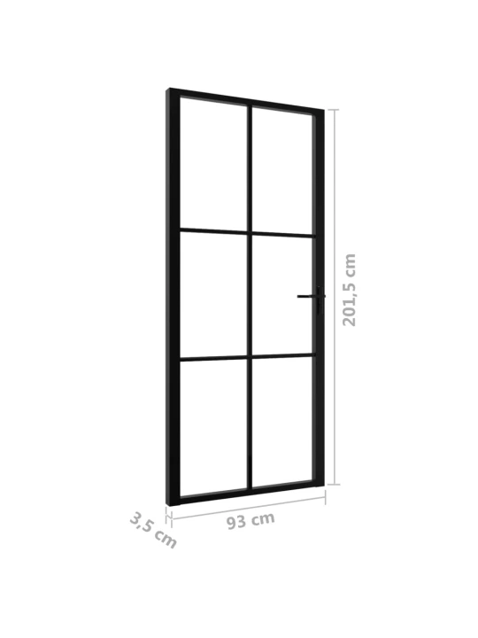 Vidaus durys, juodos, 93x201,5cm, ESG stiklas ir aliuminis