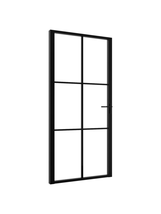 Vidaus durys, juodos, 102,5x201,5cm, ESG stiklas ir aliuminis