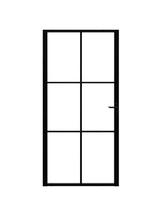 Vidaus durys, juodos, 102,5x201,5cm, ESG stiklas ir aliuminis