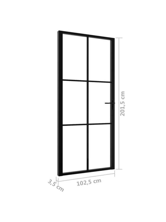 Vidaus durys, juodos, 102,5x201,5cm, ESG stiklas ir aliuminis