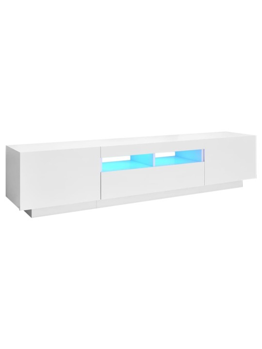 Televizoriaus spintelė su LED apšvietimu, balta, 180x35x40cm