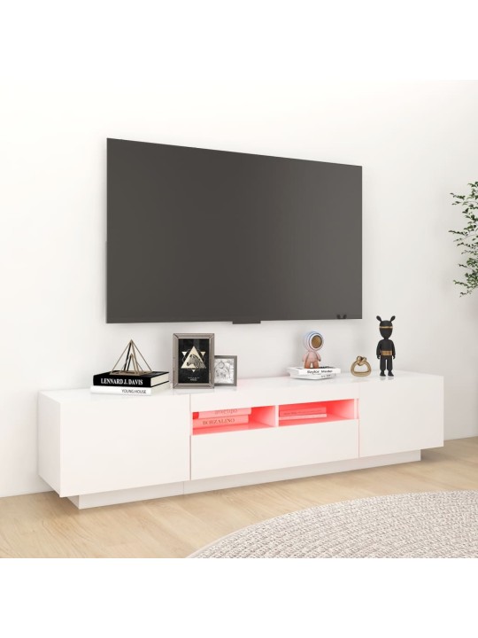 Televizoriaus spintelė su LED apšvietimu, balta, 180x35x40cm