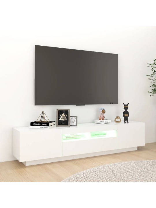 Televizoriaus spintelė su LED apšvietimu, balta, 180x35x40cm