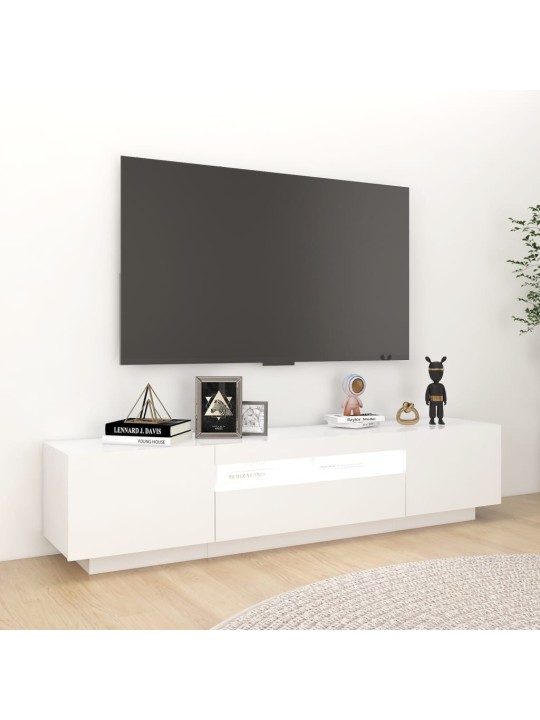 Televizoriaus spintelė su LED apšvietimu, balta, 180x35x40cm