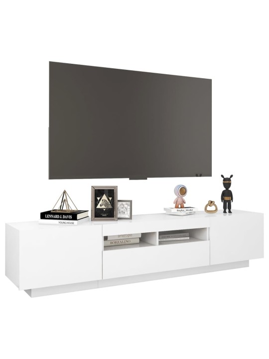 Televizoriaus spintelė su LED apšvietimu, balta, 180x35x40cm