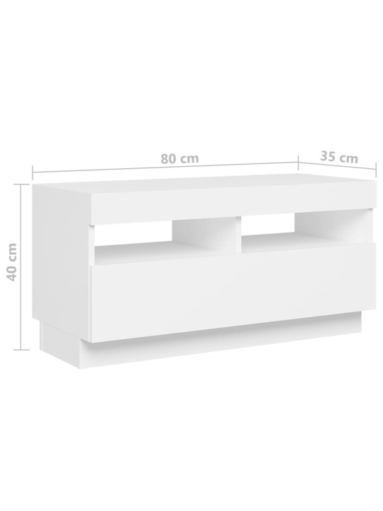 Televizoriaus spintelė su LED apšvietimu, balta, 180x35x40cm
