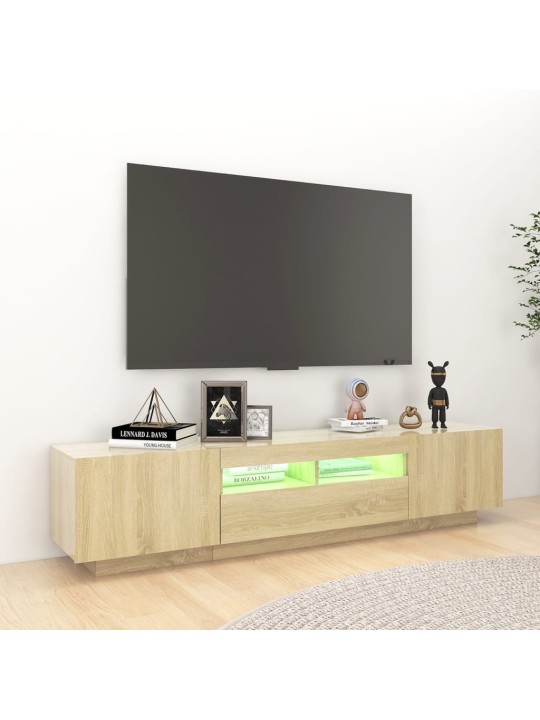 Televizoriaus spintelė su LED apšvietimu, ąžuolo, 180x35x40cm