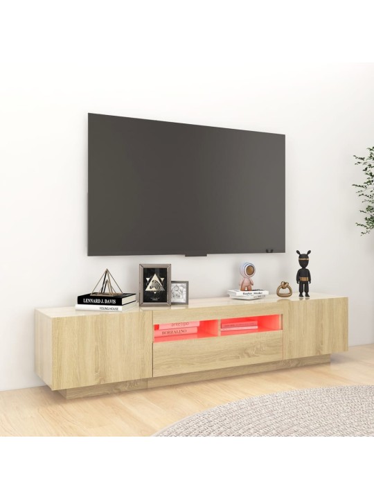 Televizoriaus spintelė su LED apšvietimu, ąžuolo, 180x35x40cm