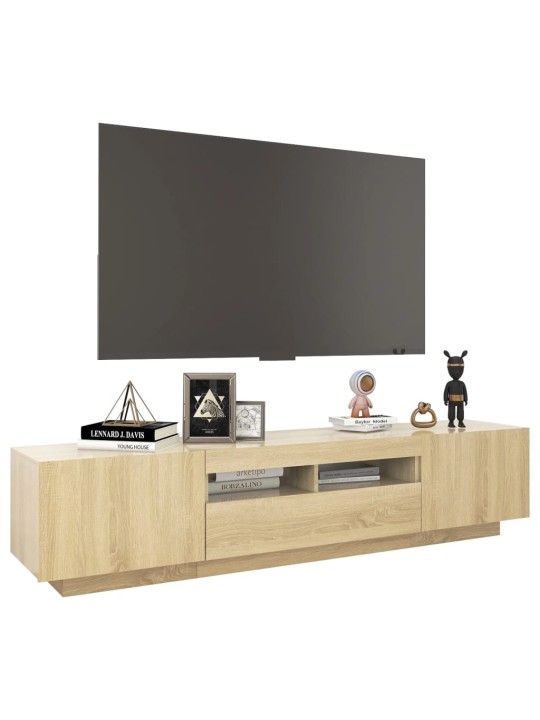 Televizoriaus spintelė su LED apšvietimu, ąžuolo, 180x35x40cm