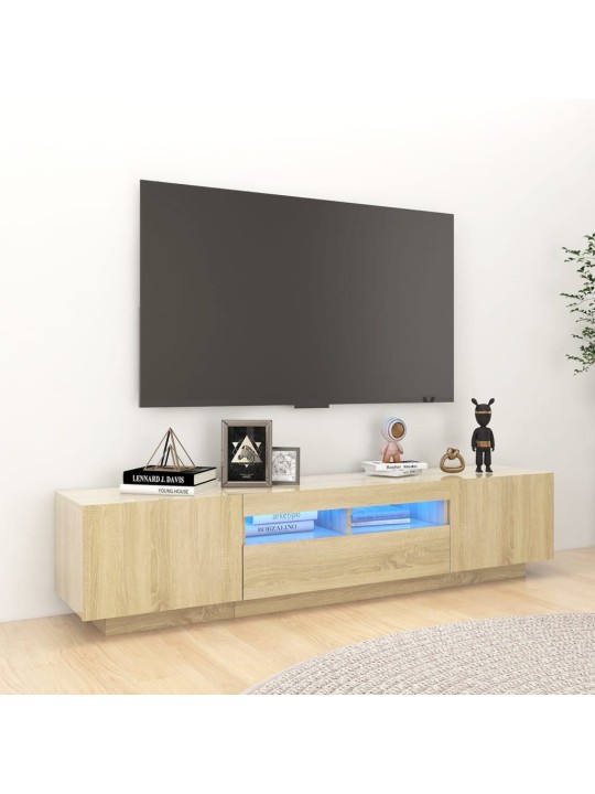 Televizoriaus spintelė su LED apšvietimu, ąžuolo, 180x35x40cm