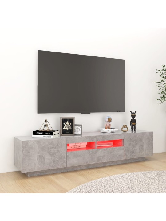 Televizoriaus spintelė su LED, betono pilka, 180x35x40cm