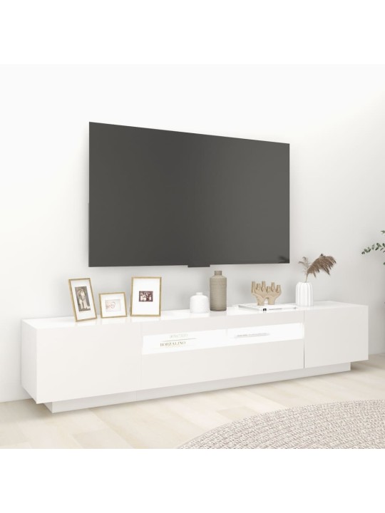 Televizoriaus spintelė su LED apšvietimu, balta, 200x35x40cm