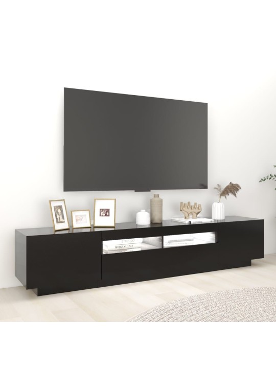 Televizoriaus spintelė su LED apšvietimu, juoda, 200x35x40cm