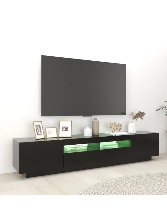 Televizoriaus spintelė su LED apšvietimu, juoda, 200x35x40cm