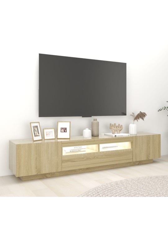 Televizoriaus spintelė su LED apšvietimu, ąžuolo, 200x35x40cm