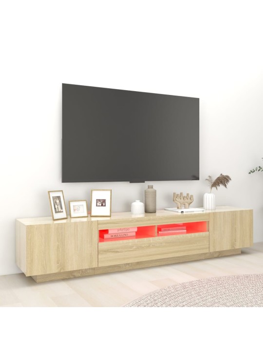 Televizoriaus spintelė su LED apšvietimu, ąžuolo, 200x35x40cm
