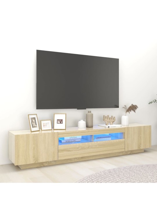 Televizoriaus spintelė su LED apšvietimu, ąžuolo, 200x35x40cm