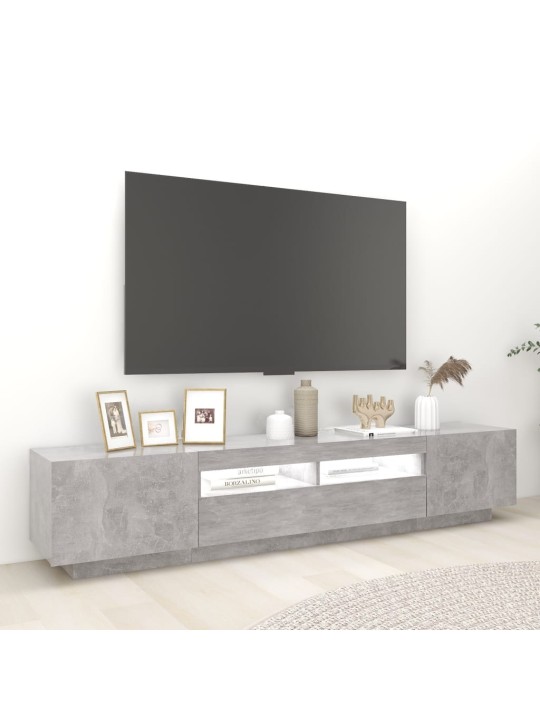 Televizoriaus spintelė su LED, betono pilka, 200x35x40cm