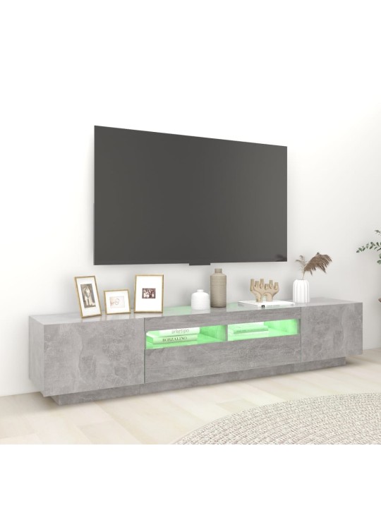 Televizoriaus spintelė su LED, betono pilka, 200x35x40cm