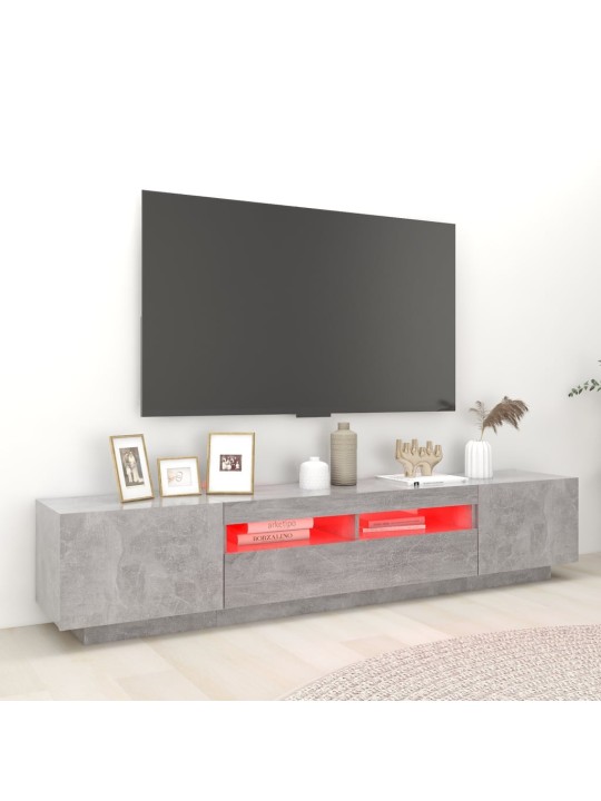 Televizoriaus spintelė su LED, betono pilka, 200x35x40cm