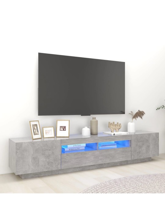 Televizoriaus spintelė su LED, betono pilka, 200x35x40cm